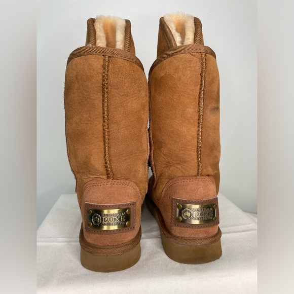 Australia Luxe Collective Tan Bedouin Tall Lace-up Boots Shearling - Picture 3 of 11